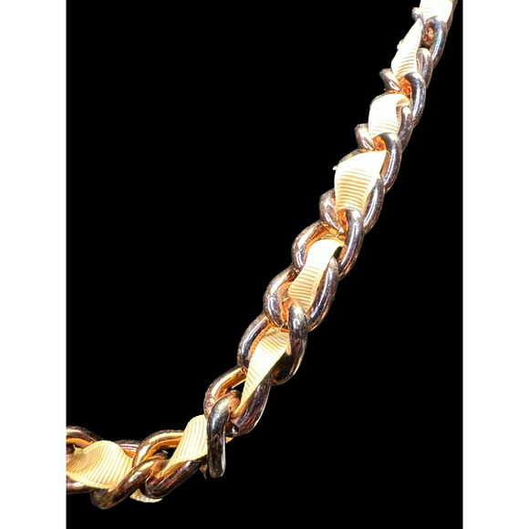 Coldwater Creek Ribbon and Copper Color Chunky Chain Link Necklace - Picture 4 of 6